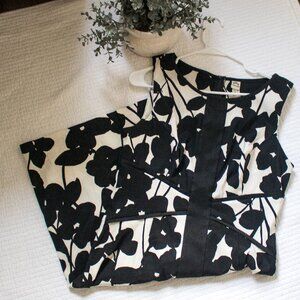 Sangria Black White Floral Sheath Dress Size 12 Sleeveless Cocktail Work Dress